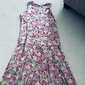 Ann Taylor gorgeous floral silk sleeveless drop waist dress.